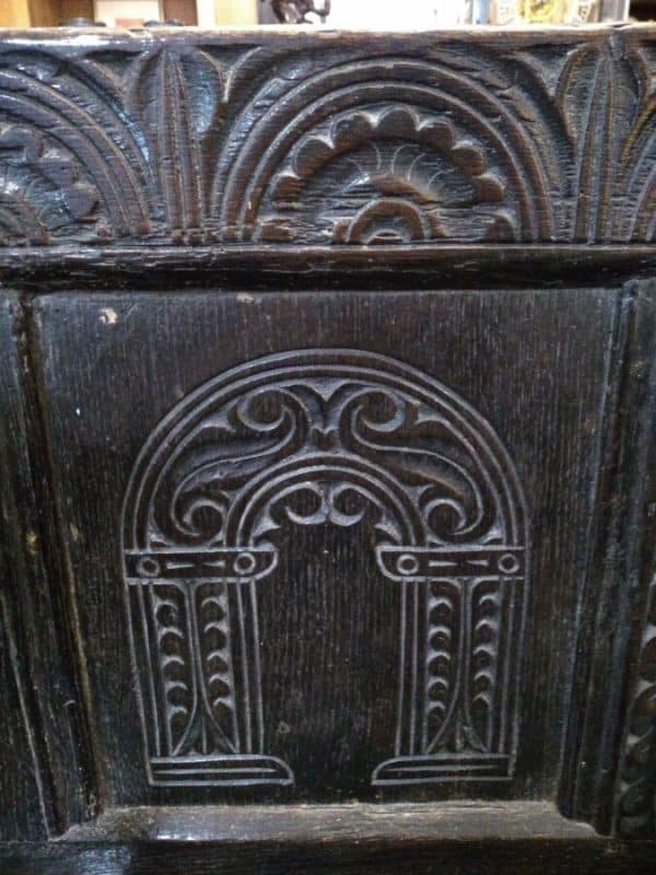 Carved Oak Settle - Image 5
