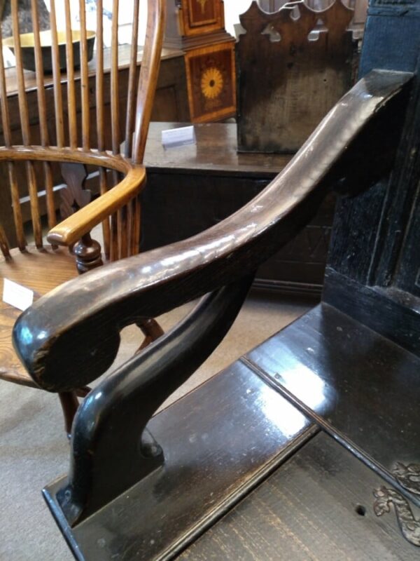 Carved Oak Settle - Image 4