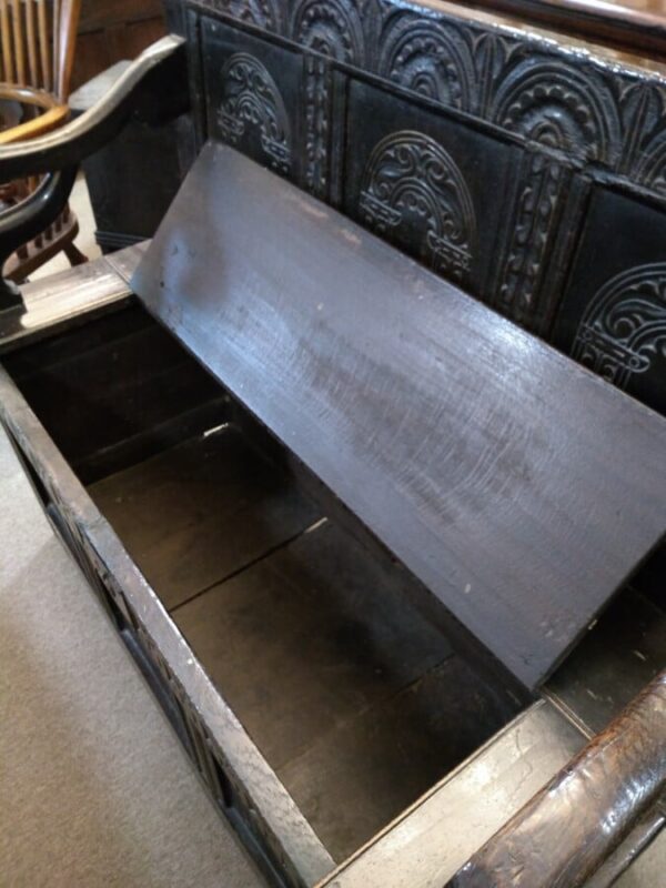 Carved Oak Settle - Image 3