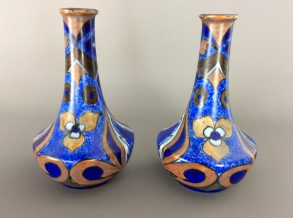 Pair of George Clews Chameleon Ware Vases ceramics Antique Ceramics 7