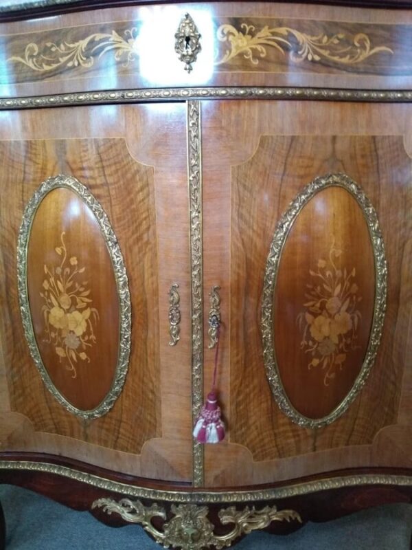 Louis XVI Style Marble topped Cabinet burr walnut Antique Furniture 8