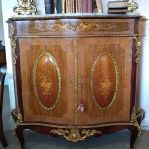 Louis XVI Style Marble topped Cabinet burr walnut Antique Furniture