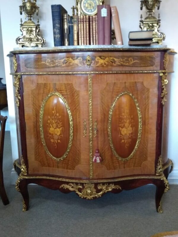 Louis XV1 Style French Marble Top Cabinet