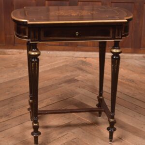 Victorian Ebony And Brass Work Table SAI2687 Antique Tables
