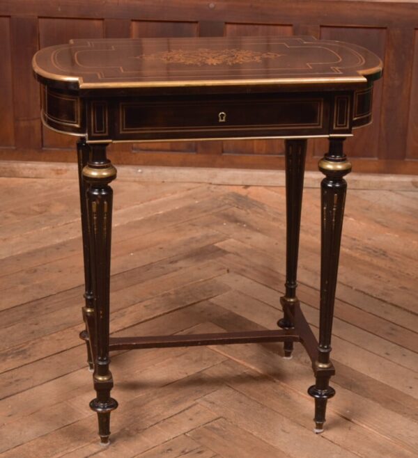 Victorian Ebony And Brass Work Table SAI2687 Antique Tables 3