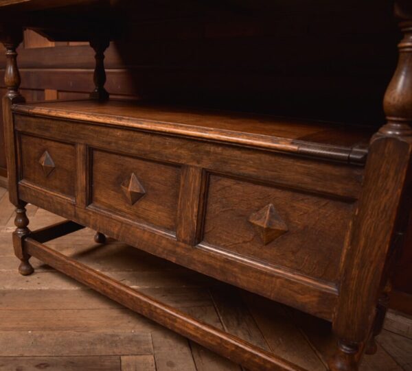 Edwardian Oak Monk's Bench / Hall Seat SAI2698 - Image 10