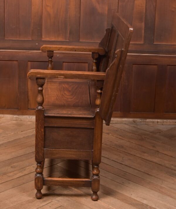 Edwardian Oak Monk's Bench / Hall Seat SAI2698 - Image 12