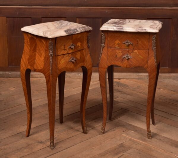 Pair Of Marble Top Bedside Cabinets SAI2718 - Image 7