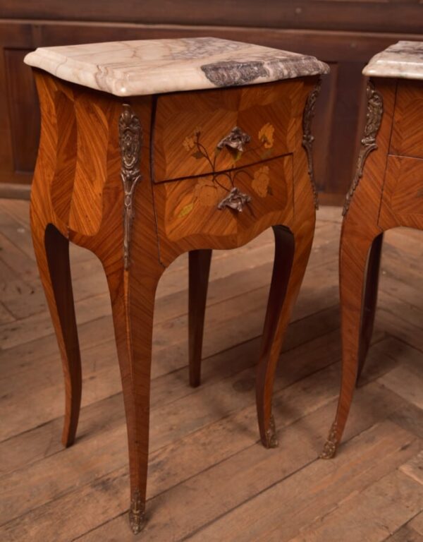 Pair Of Marble Top Bedside Cabinets SAI2718 - Image 5