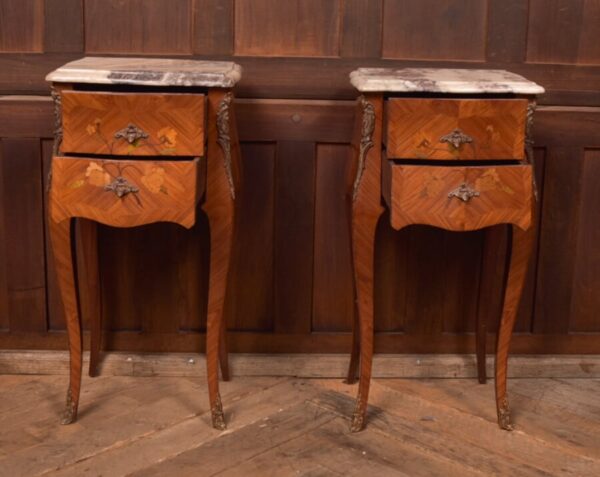 Pair Of Marble Top Bedside Cabinets SAI2718 - Image 3