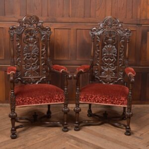 Pair Of Victorian Oak Arm Chairs SAI2714 Antique Chairs