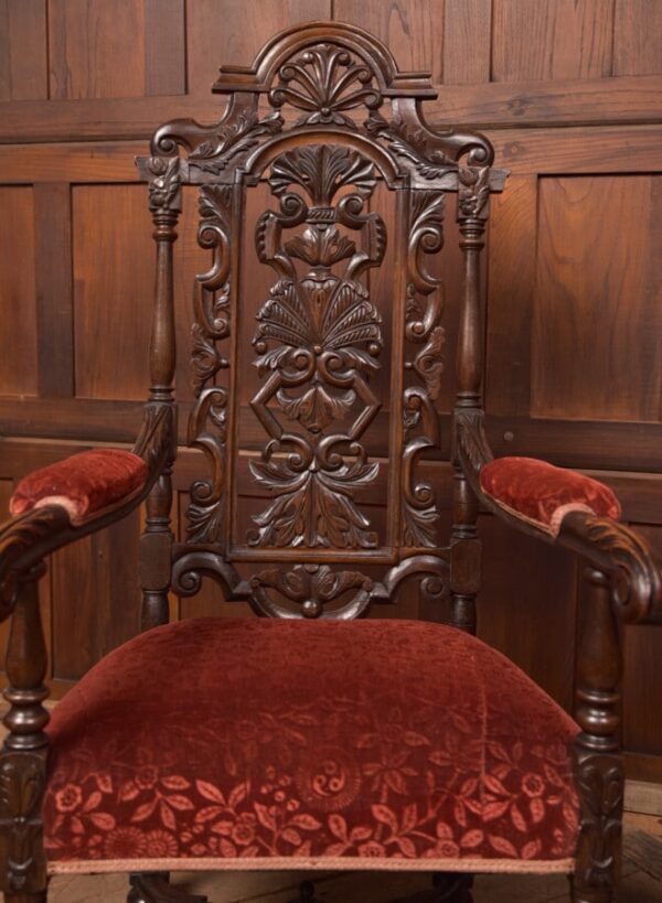 Pair Of Victorian Oak Arm Chairs SAI2714 Antique Chairs 11