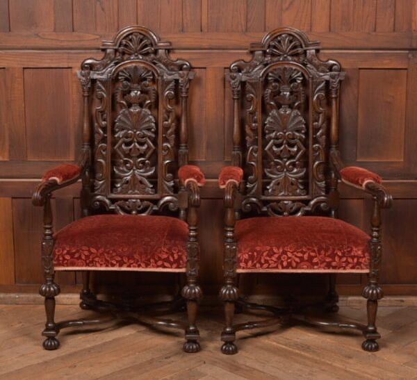 Pair Of Victorian Oak Arm Chairs SAI2714 Antique Chairs 16