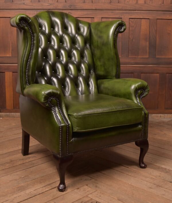 Green Leather Chesterfield Arm Chair SAI2724 Antique Chairs 3