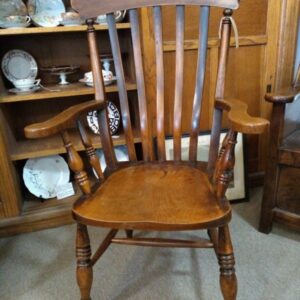 Pair of Elm Carvers carvers Antique Chairs