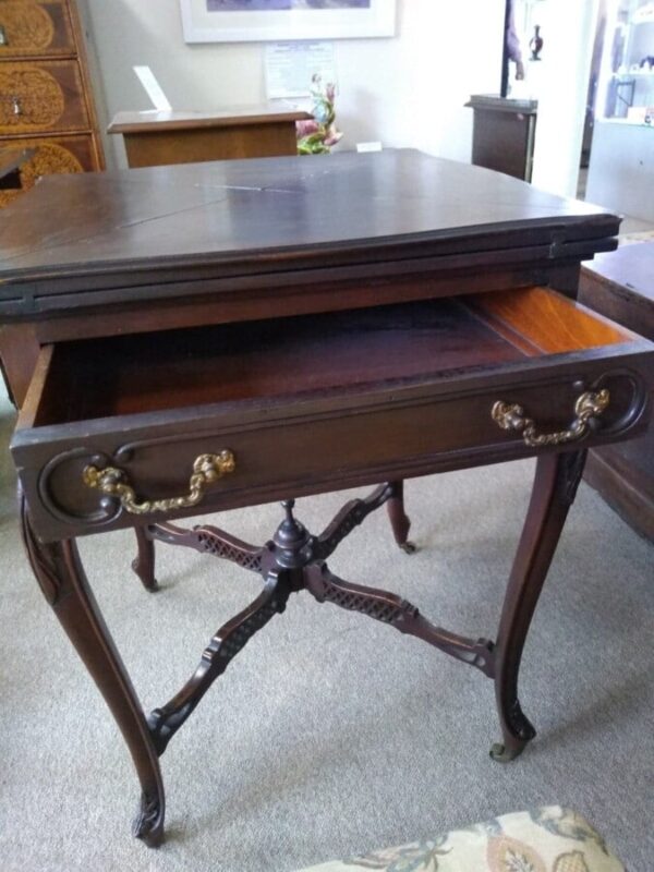 Victorian Mahogany Envelope Card Table - Image 2