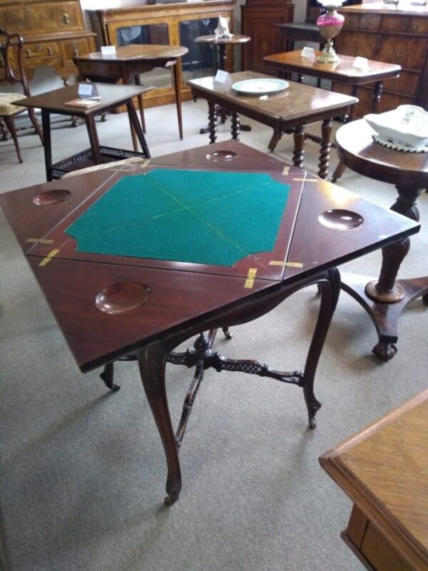 Victorian Mahogany Envelope Card Table - Image 10