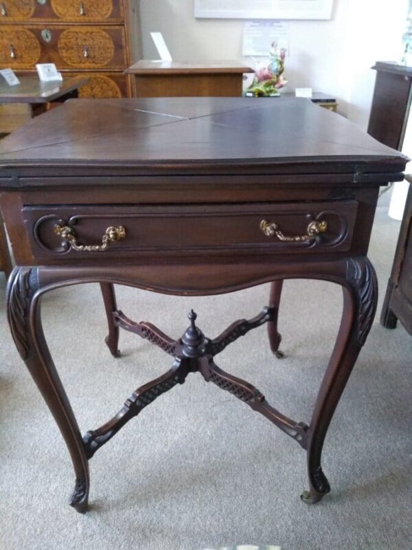 Victorian Mahogany Envelope Card Table - Image 3