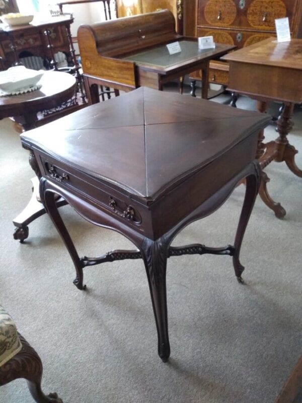 Victorian Mahogany Envelope Card Table - Image 4
