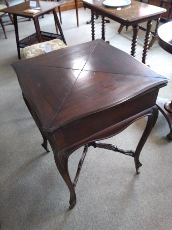 Victorian Mahogany Envelope Card Table - Image 5