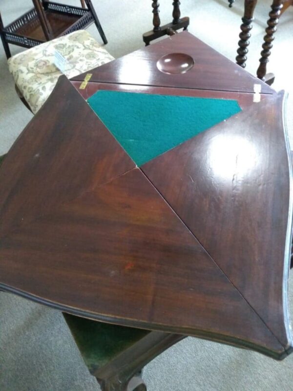 Victorian Mahogany Envelope Card Table card table Antique Tables 3