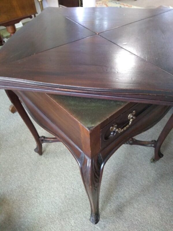 Victorian Mahogany Envelope Card Table - Image 11