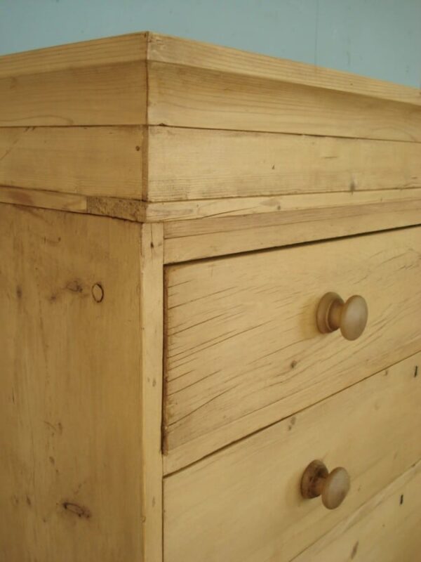 Flight of Six Graduated Drawers to this 19th Century Pine Tallboy Antique Chest Of Drawers 4