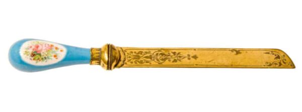 19thCentury French Gilt Bronze and Porcelain Paper Knife - Image 2