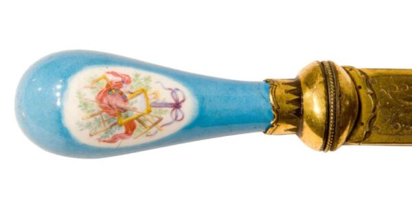 19thCentury French Gilt Bronze and Porcelain Paper Knife - Image 3