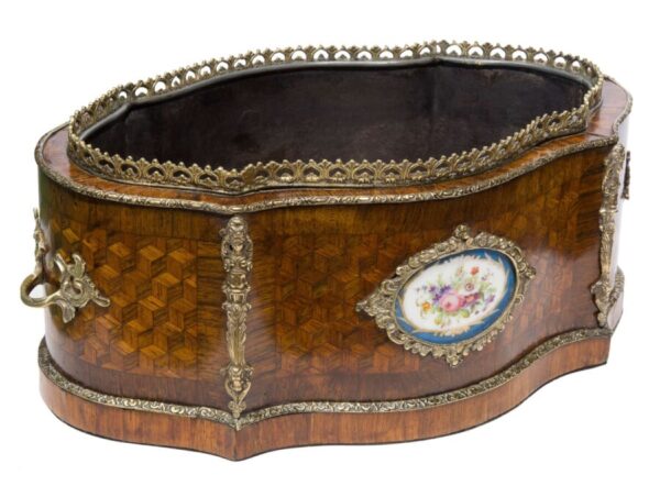 19thCentury French Walnut parquetry table planter