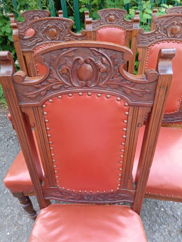 6 MAHOGANY/RED LEATHER CHAIRS. EDWARDIAN Antique Furniture 5