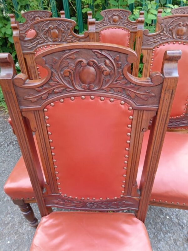 6 MAHOGANY/RED LEATHER CHAIRS. EDWARDIAN - Image 3