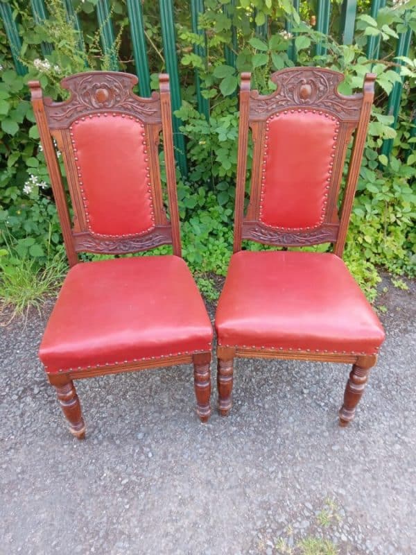 6 MAHOGANY/RED LEATHER CHAIRS. EDWARDIAN Antique Furniture 7