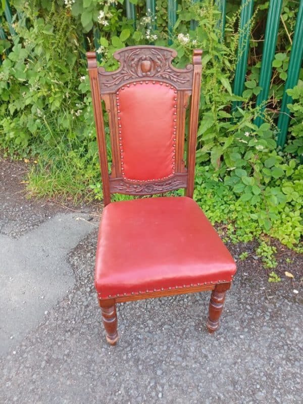 6 MAHOGANY/RED LEATHER CHAIRS. EDWARDIAN Antique Furniture 8