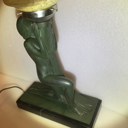 Art Deco bronze and marble lamp Antique Collectibles 6