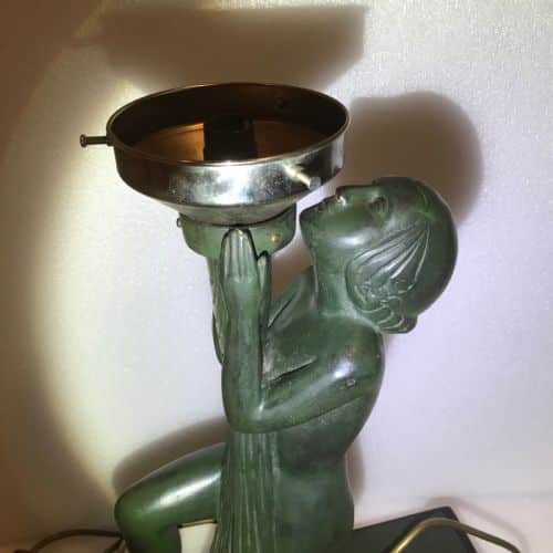 Art Deco bronze and marble lamp Antique Collectibles 7