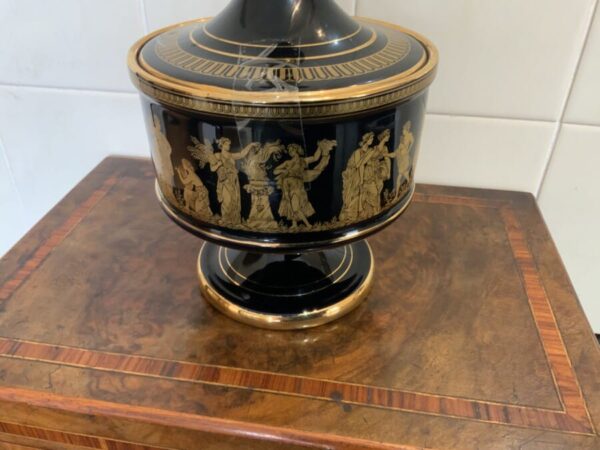 I Spyropoulos 24 carat hand painted glass dish & lid. - Image 4