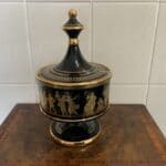I Spyropoulos 24 carat hand painted glass dish & lid. Antique Glassware