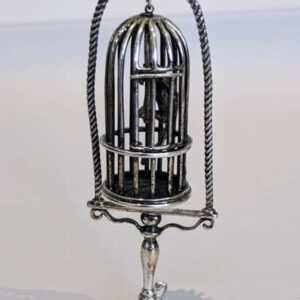 Tiny Silver Bird Cage bird cage Antique Silver