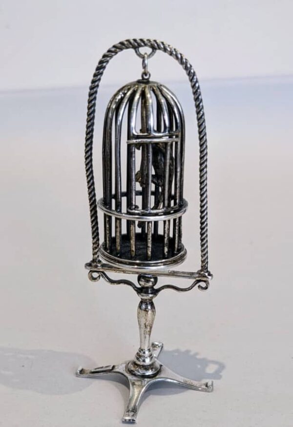 Tiny Silver Bird Cage bird cage Antique Silver 3