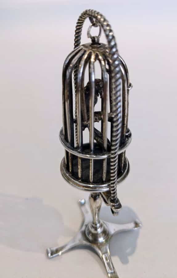 Tiny Silver Bird Cage bird cage Antique Silver 4