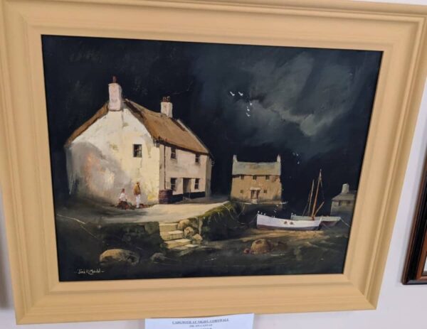 ‘Cadgwith at Night’ Oil cornwall Antique Art 3