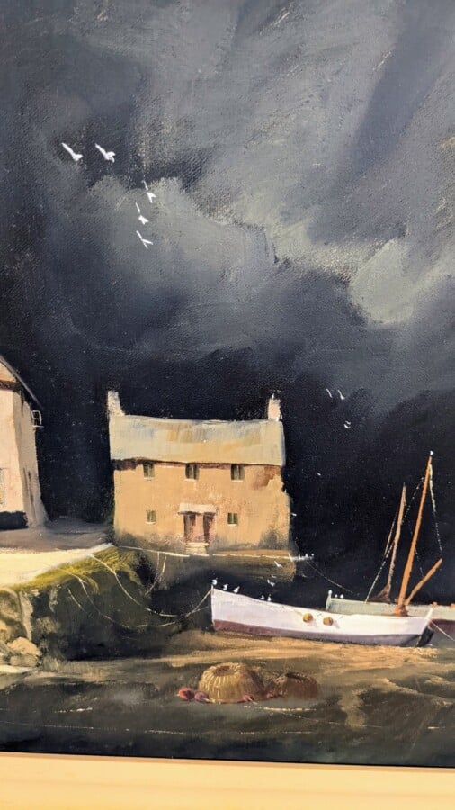 ‘Cadgwith at Night’ Oil cornwall Antique Art 5