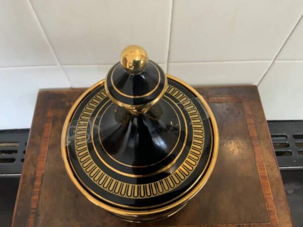 I Spyropoulos 24 carat hand painted glass dish & lid. - Image 7