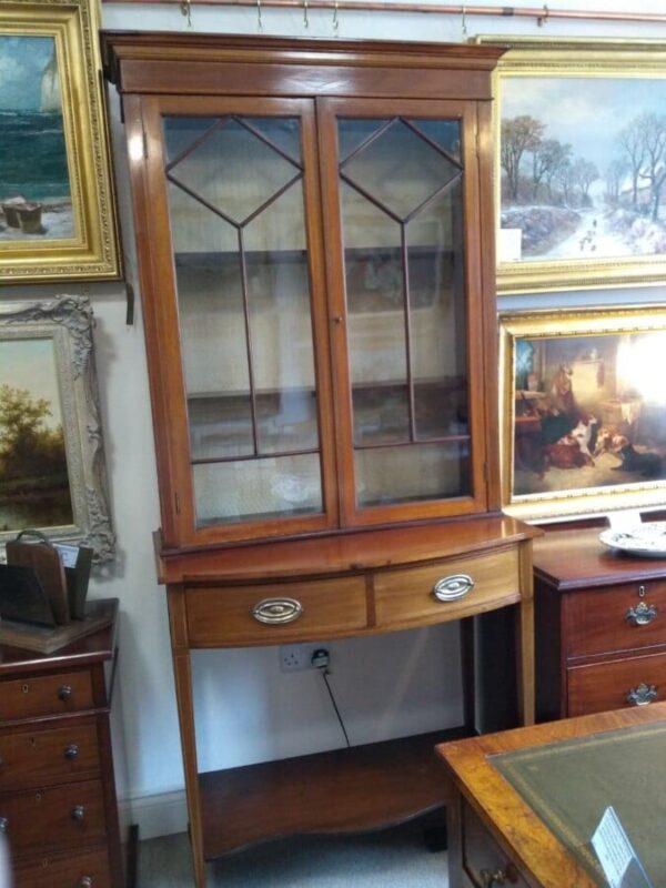 Latticed Glazed Cabinet c.1900 Antique Furniture 3