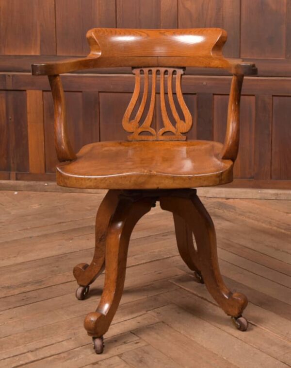 Edwardian Oak Revolving Desk Chair SAI2729 - Image 10