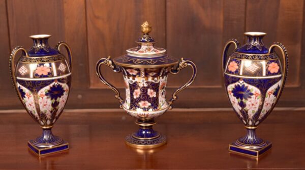 Set Of 3 Royal Crown Derby Imari Vases SAI2735 Royal Crown Derby Antique Ceramics 3