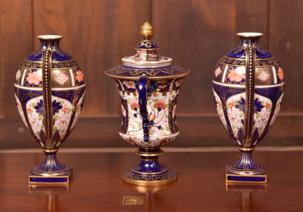 Set Of 3 Royal Crown Derby Imari Vases SAI2735 Royal Crown Derby Antique Ceramics 13