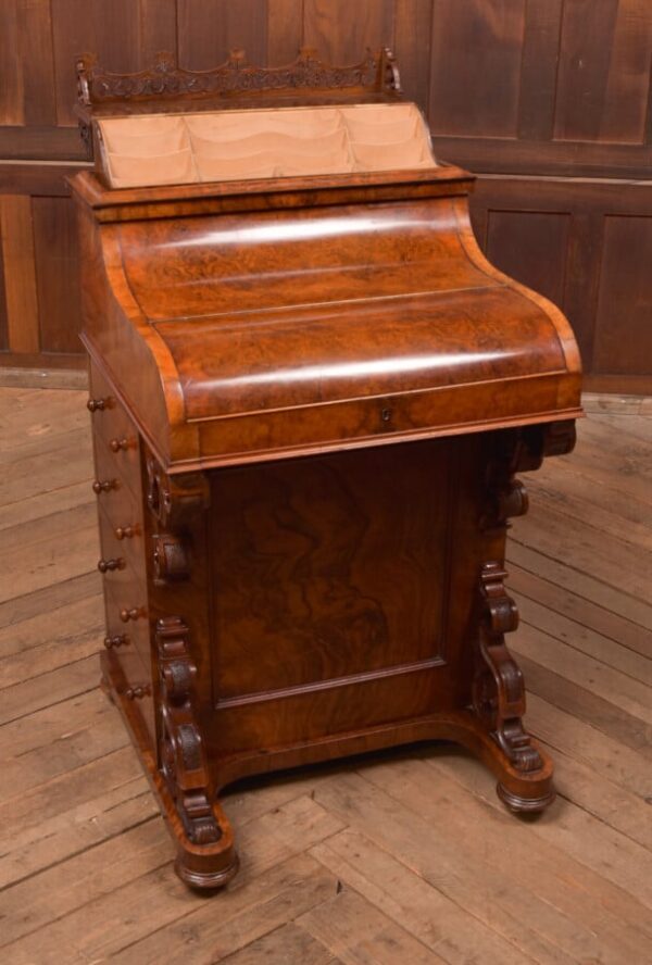Victorian Burr Walnut Piano Top Davenport SAI2753 - Image 12