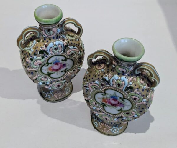 Pair of Moriage Flasks hand painted Miscellaneous 6